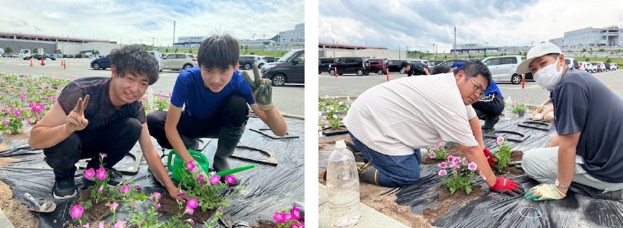 ＜初開催した定植式の様子　想いを込めながら花を植えました！＞