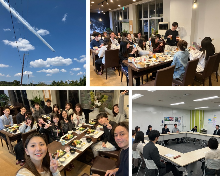＜ 農作業する上空をブルーインパルスが横切りました！ 働いた後はみんなで楽しく乾杯～★ 最終日には仙台拠点も訪問！ ＞
