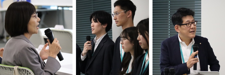 ＜ 成果発表に対する役職者からの質問にもしっかりと回答／統括本部長からも激励がありました ＞