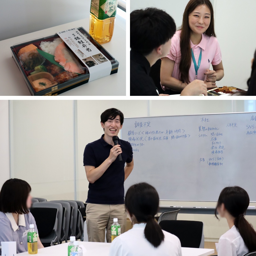 ＜ ロケ弁でも人気のお弁当をご用意！ 美味しいランチを一緒に食べ、先輩との会話も弾みます ＞