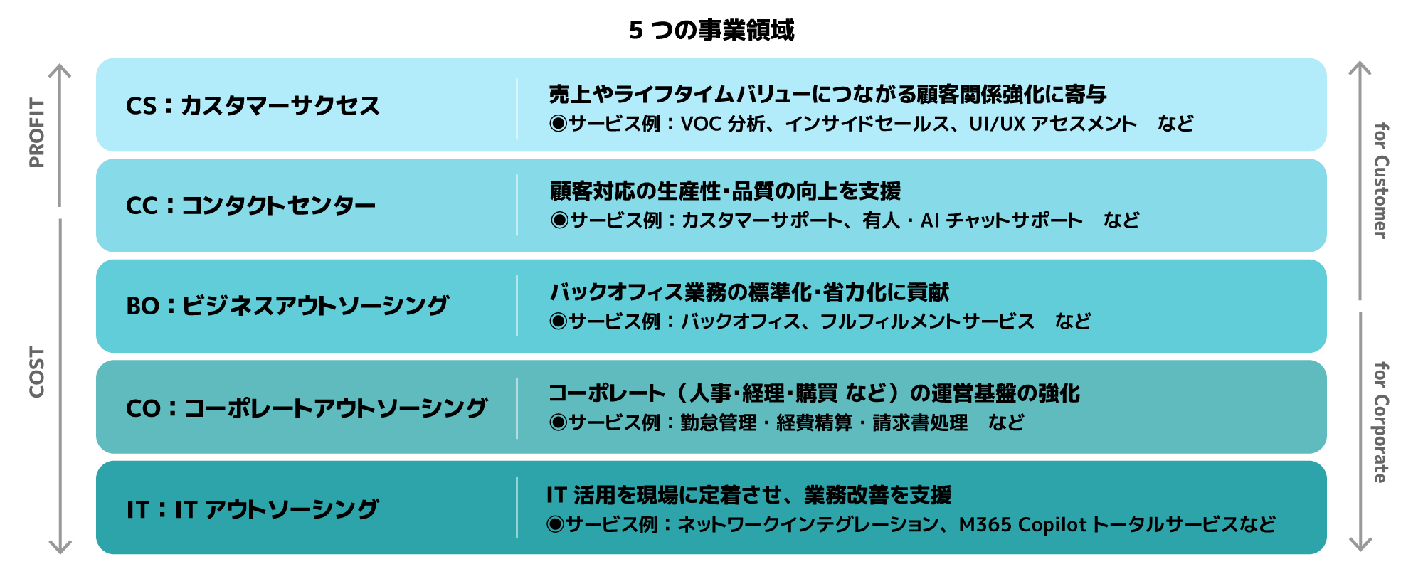 5つの事業領域の図