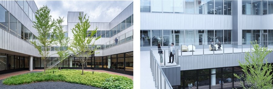 ＜つなぐ・つながるBPO・コンタクトセンター／中庭を中心に“内に開く”設計で、機密性と快適性を実現＞